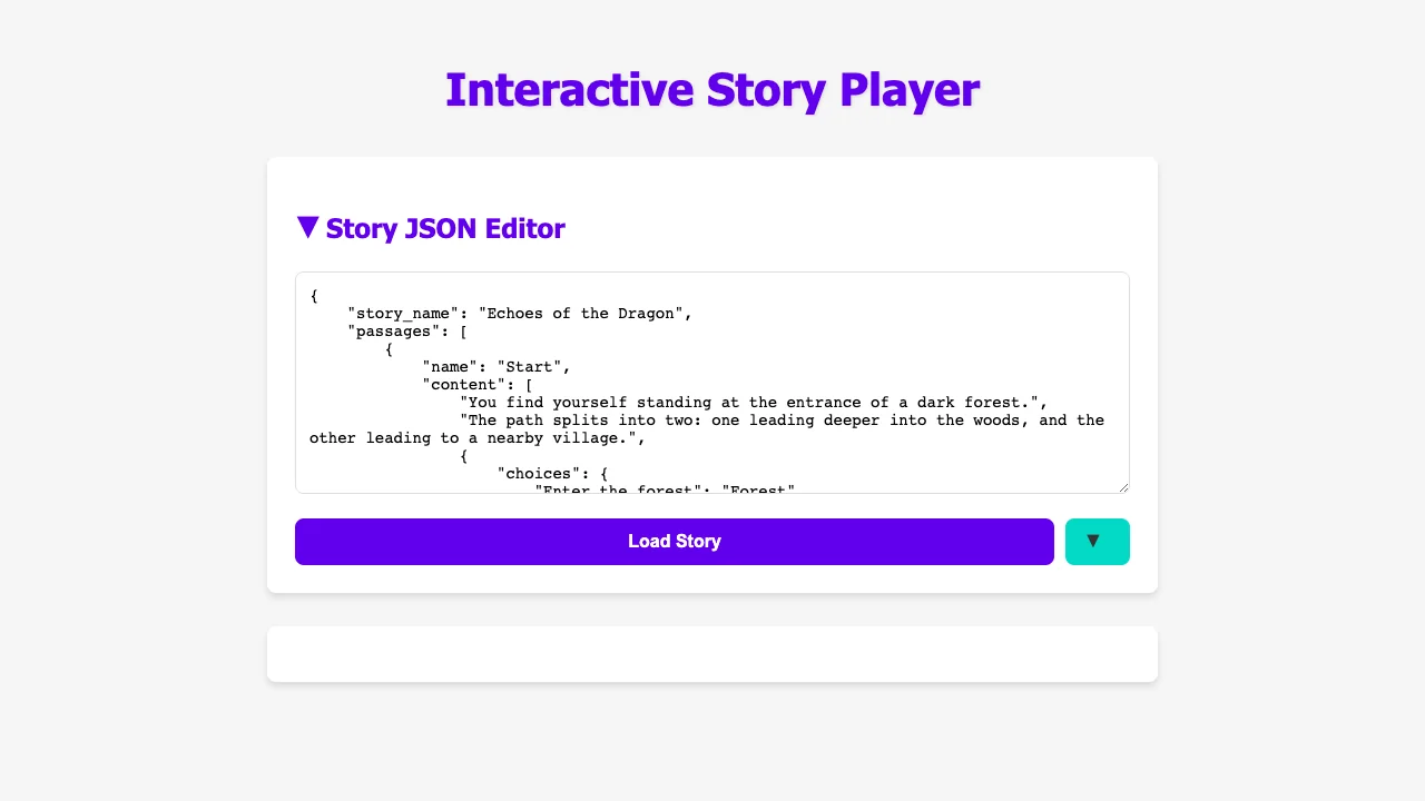 Interactive story editor screenshot